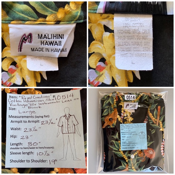 🌴 Malihini Hawaiian Aloha Shirt Instruments 🌴 - Picture 8 of 8